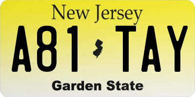NJ license plate A81TAY
