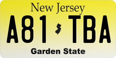 NJ license plate A81TBA