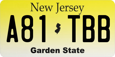 NJ license plate A81TBB