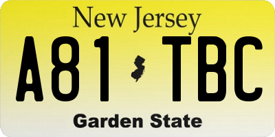NJ license plate A81TBC