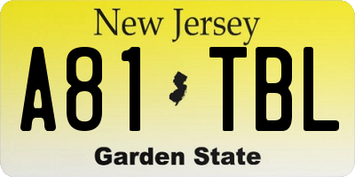 NJ license plate A81TBL