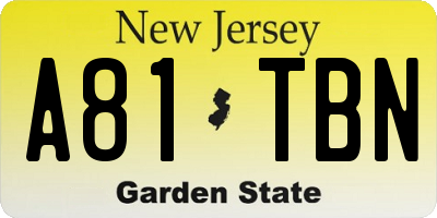 NJ license plate A81TBN