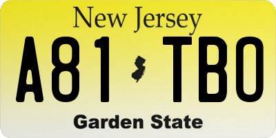 NJ license plate A81TBO