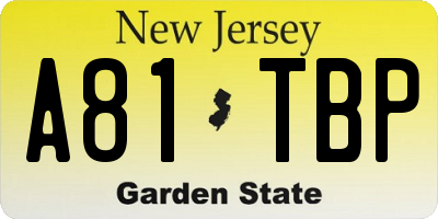 NJ license plate A81TBP