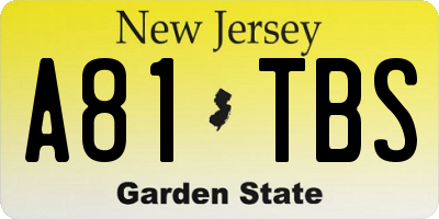 NJ license plate A81TBS