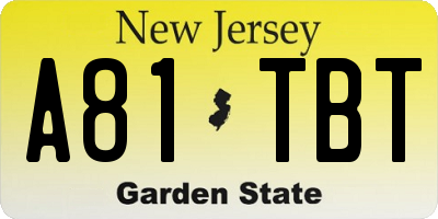 NJ license plate A81TBT