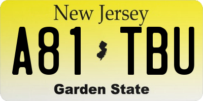 NJ license plate A81TBU