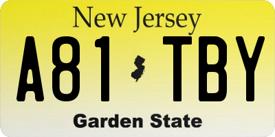 NJ license plate A81TBY