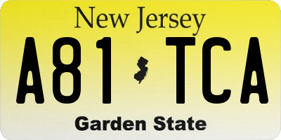 NJ license plate A81TCA
