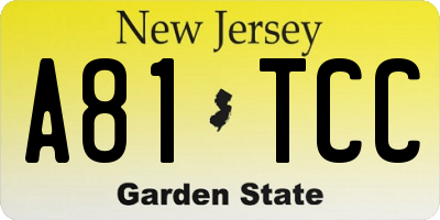NJ license plate A81TCC