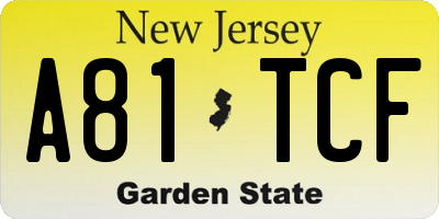 NJ license plate A81TCF