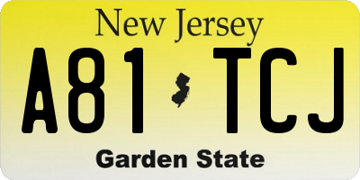 NJ license plate A81TCJ