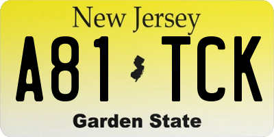 NJ license plate A81TCK