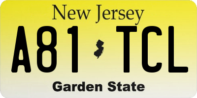 NJ license plate A81TCL