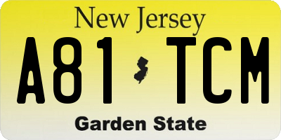 NJ license plate A81TCM