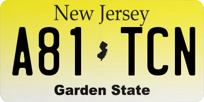 NJ license plate A81TCN