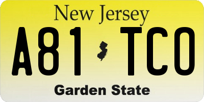 NJ license plate A81TCO