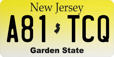 NJ license plate A81TCQ