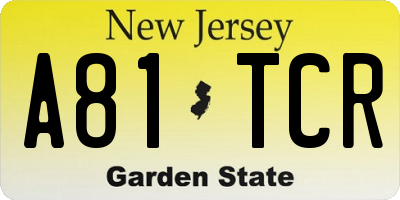 NJ license plate A81TCR