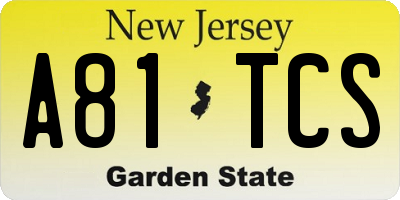 NJ license plate A81TCS