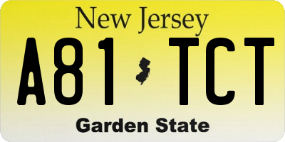 NJ license plate A81TCT