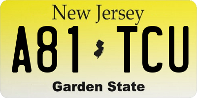 NJ license plate A81TCU