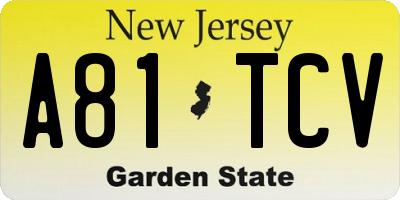 NJ license plate A81TCV