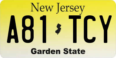 NJ license plate A81TCY