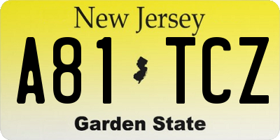 NJ license plate A81TCZ