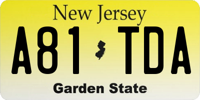 NJ license plate A81TDA