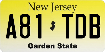 NJ license plate A81TDB
