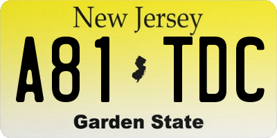 NJ license plate A81TDC