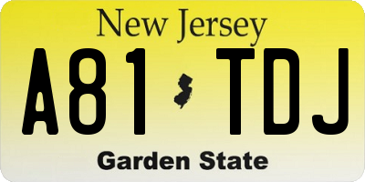 NJ license plate A81TDJ