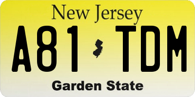 NJ license plate A81TDM