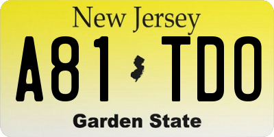 NJ license plate A81TDO