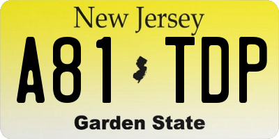 NJ license plate A81TDP