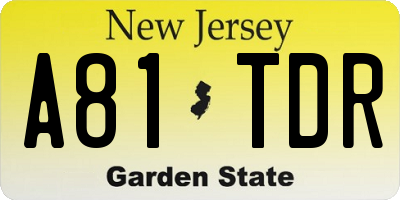 NJ license plate A81TDR