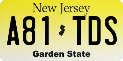 NJ license plate A81TDS