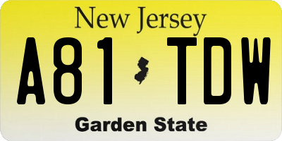 NJ license plate A81TDW