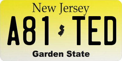 NJ license plate A81TED