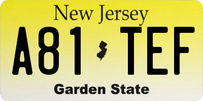 NJ license plate A81TEF