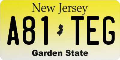 NJ license plate A81TEG