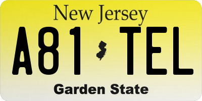 NJ license plate A81TEL