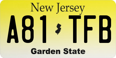 NJ license plate A81TFB