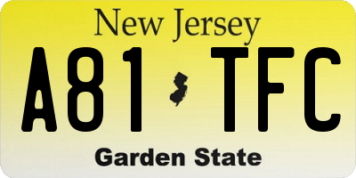 NJ license plate A81TFC