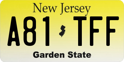 NJ license plate A81TFF