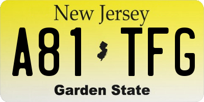 NJ license plate A81TFG