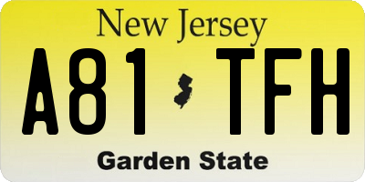 NJ license plate A81TFH