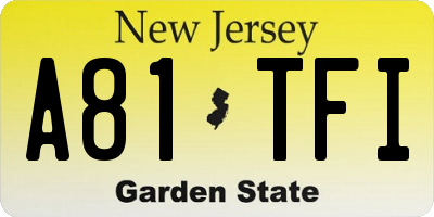 NJ license plate A81TFI