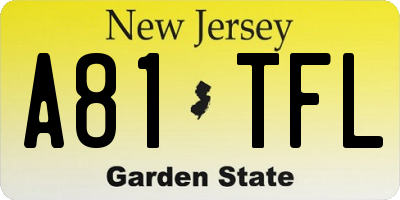 NJ license plate A81TFL